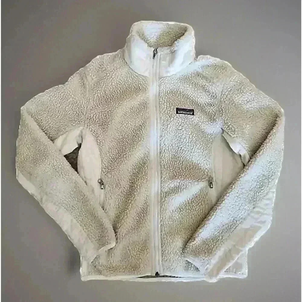 PATAGONIA 23071 Retro-X Deep Pile Fleece Zip Front Jacket Size Small Oatmeal B2